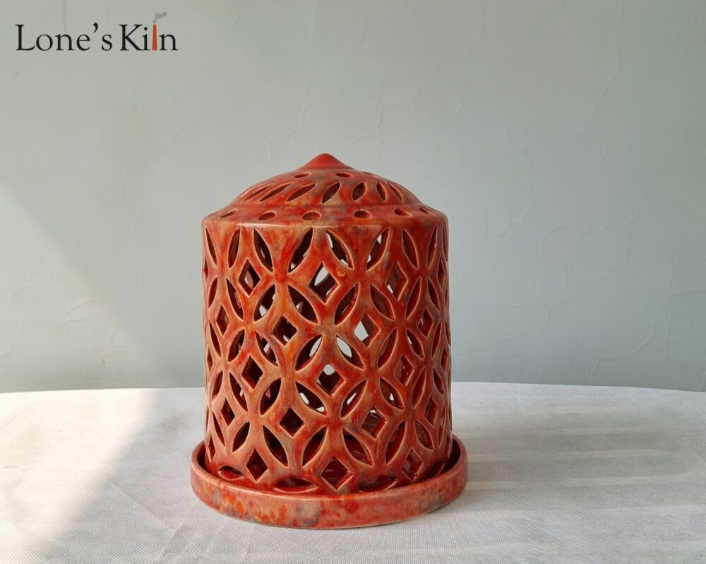 Handcarved Lamp Red