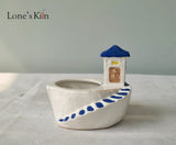 Penjing Pot White and Blue