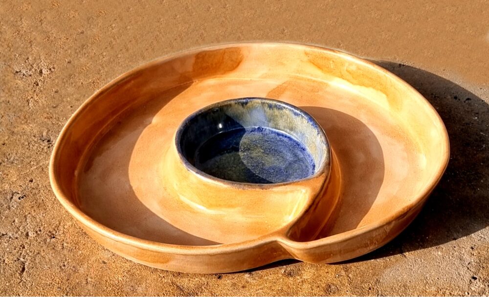 Chip and Dip Ceramic Dish