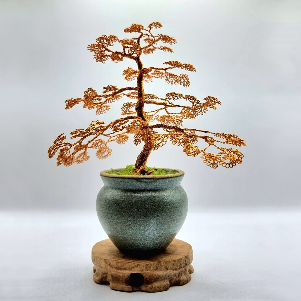Wire Bonsai Tree Golden Informal Upright Style – 17×20